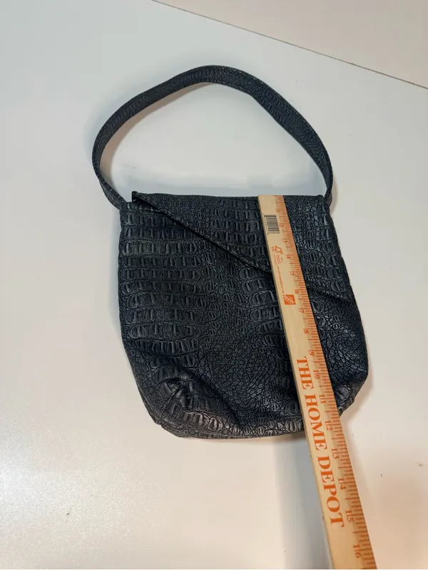 Black Crocodile Embossed Shoulder Bag Handbag - Image 9