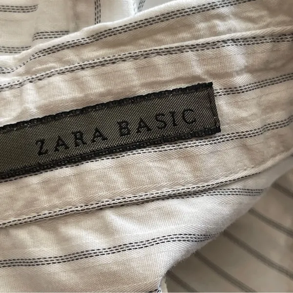 ZARA | Pinstriped Poplin Button Down Shirt Sz XS - Image 7