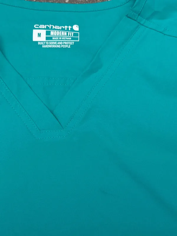 Carhartt Force C12113 Scrub Top Women’s Medium Teal Stretch Modern Fit - Image 7