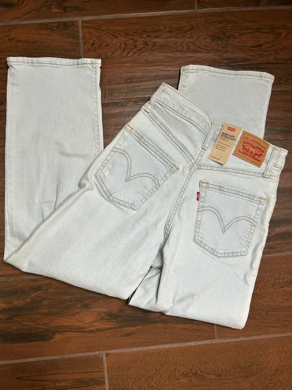 Levi’s Ribcage Straight Ankle Denim Light Wash High Rise Distressed Jeans - Image 3