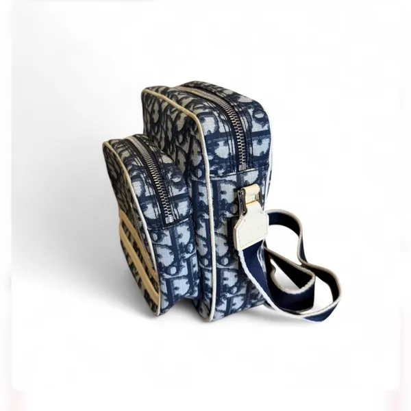 Christian Dior Trotter Monogram Messenger Bag Blue Adiorable Crossbody Vintage - Image 4