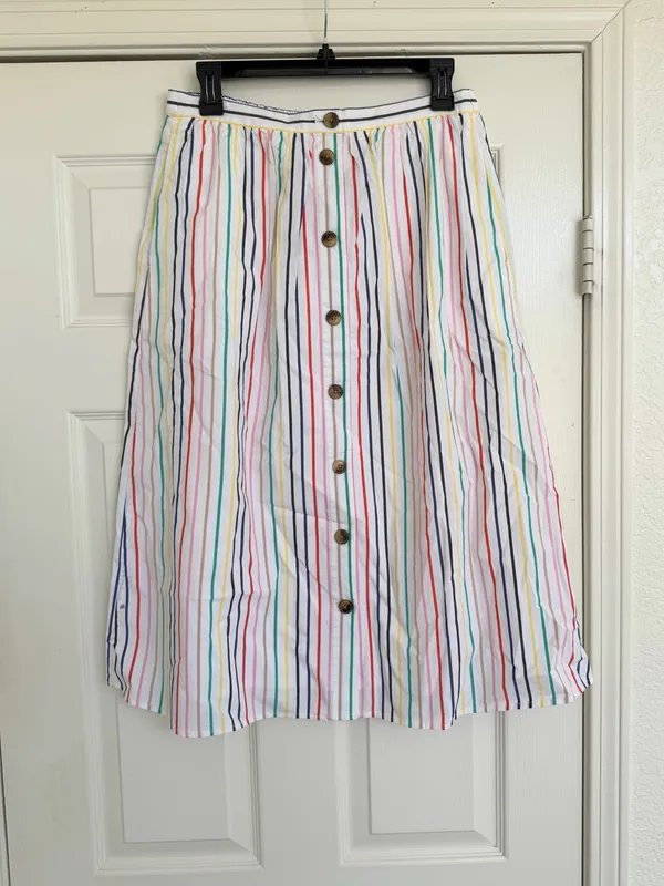 J. Crew Stripe Colorful Midi Skirt Size M - Image 2