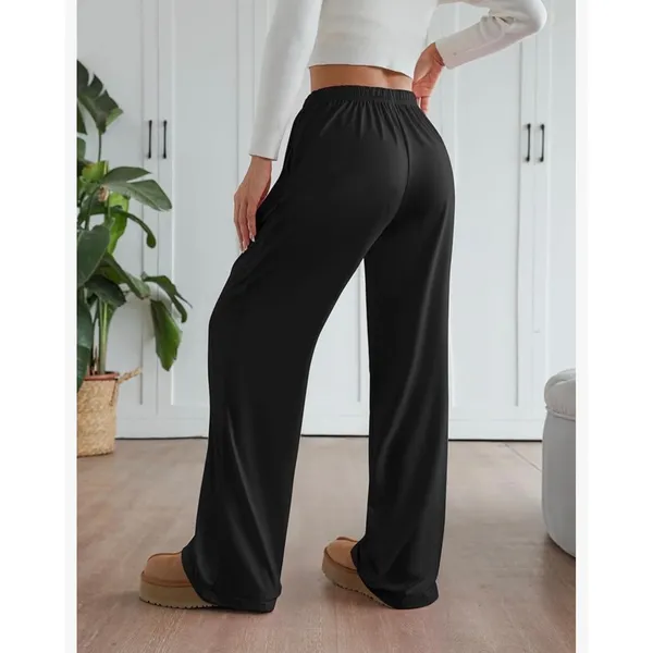 Women's Black Wide Leg Lounge Pants Small NWOT Drawstring Pockets‎ Relaxed Fit - Image 2