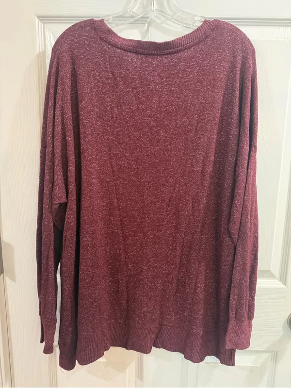 Planet Gold Plus Burgundy Long Sleeve Sweater Size 1X - Image 3