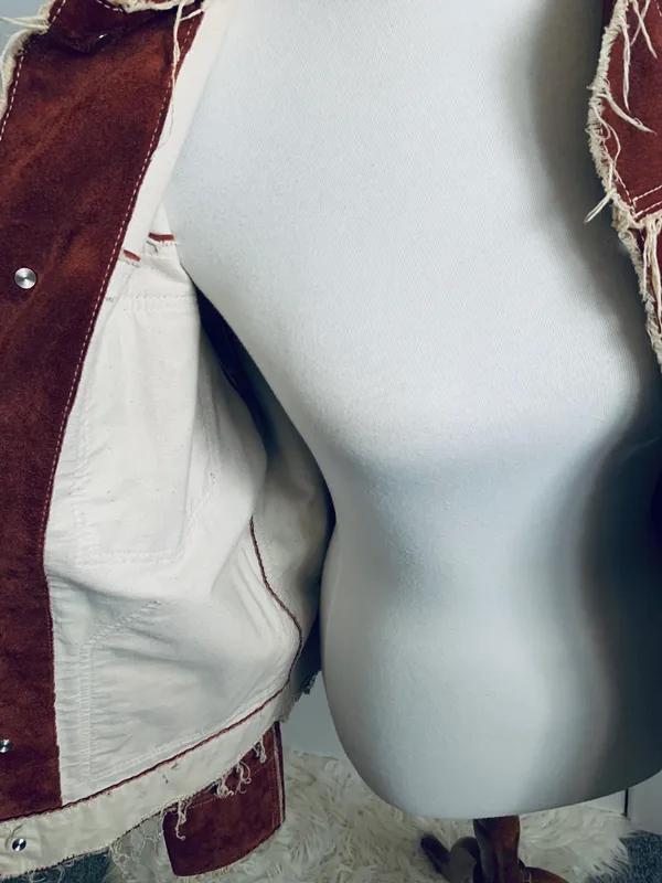Vintage Bohemian Auburn Red Fringe Leather Jacket - Image 5