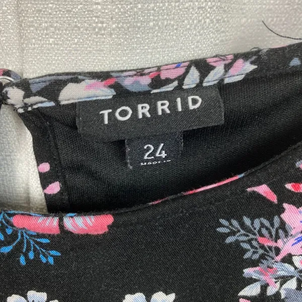 Torrid Black&Pink Floral Challis Mini Dress Sz.24W - Image 7