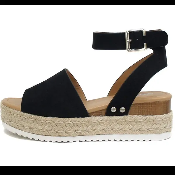 SheIn Womens Black Ankle Strap Espadrille Platform Sandals - Image 4