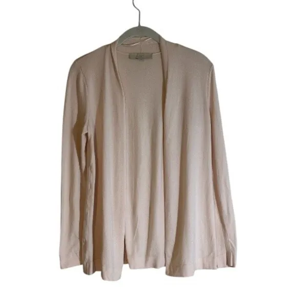 LOFT Women's Pink Lightweight Open‎ Front Long Sleeve Cardigan Sweater XS - Image 3