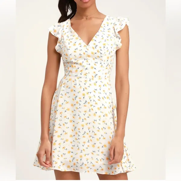 New. Lulus Strike a Posie Backless Floral Print Skater Dress - Image 4