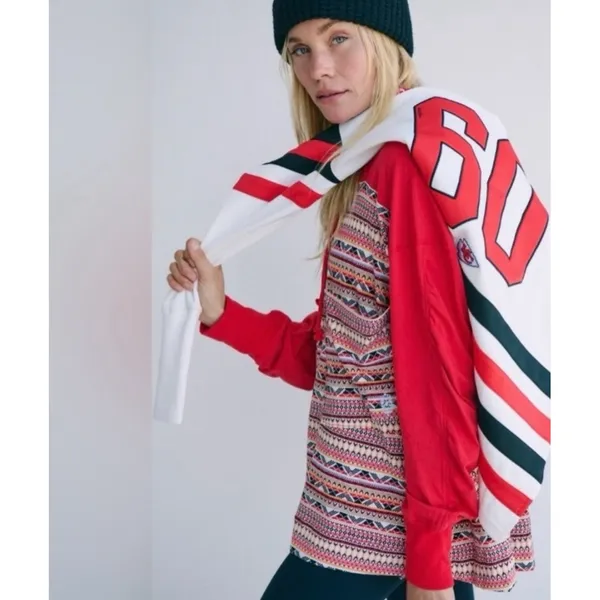 NWT FREE PEOPLE | FP Movement‎ Hot Shot Printed Hooded Layer in Nordic Knit XS - Image 6