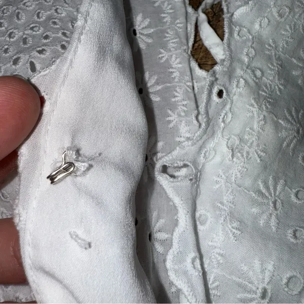 American Eagle Outfitters Eyelet Ruffle White Backless Romper - Image 9