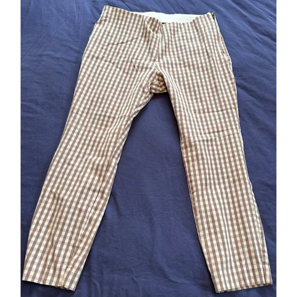 A New Day Womens Brown Gingham Check Side Zip Ankle Pants Size 16 - Image 9