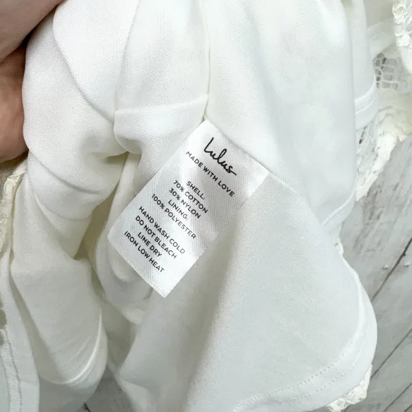 LULUS Dress Women Size M Easy Love White‎ Lace Skater Adjustable Strap NEW - Image 4