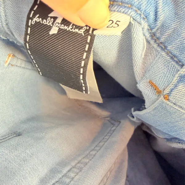 7 For All Mankind Dojo Tailorless Wide Leg Flare Jeans in Light Blue Size 25‎ - Image 7
