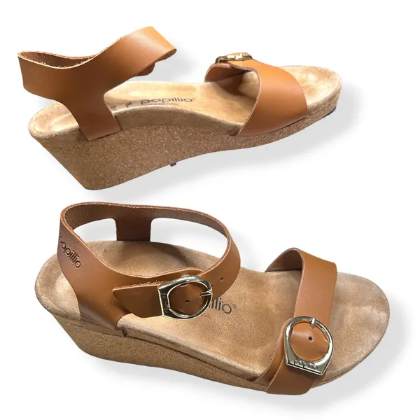 Papillio Birkenstock Wedge Sandals Brown Soley Leather Coastal Boho Womens 39 - Image 2
