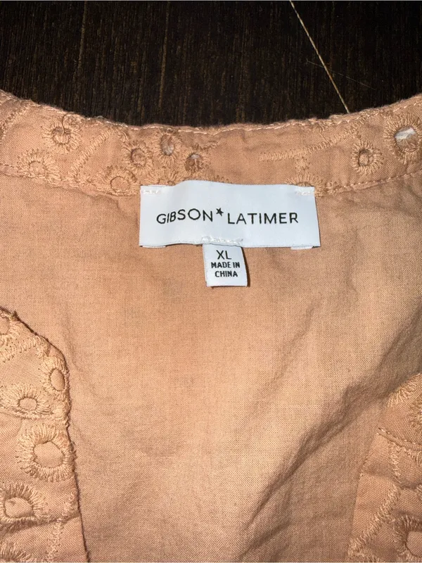 Gibson & Latimer Eyelet Puff Sleeve Belted Dress Size XL - Image 6