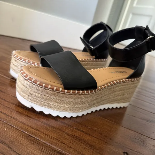 Soda Espadrille Sandals Platform Black - Image 4