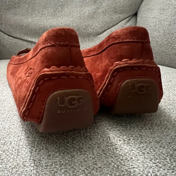 NEW Ugg Burnt Orange Suede Shearling Moccasin Loafers - Image 3