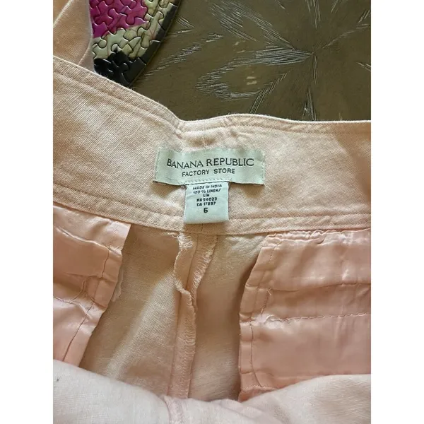 Banana Republic Pants Womens 6 Martin Fit Trouser light Pink 100% Linen - Image 4
