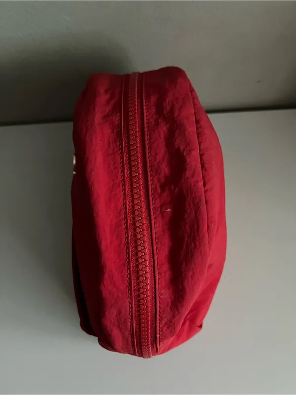 Lululemon Double Zip Pouch Lunar New Year Dark Red Gold Hardware Travel Makeup - Image 5