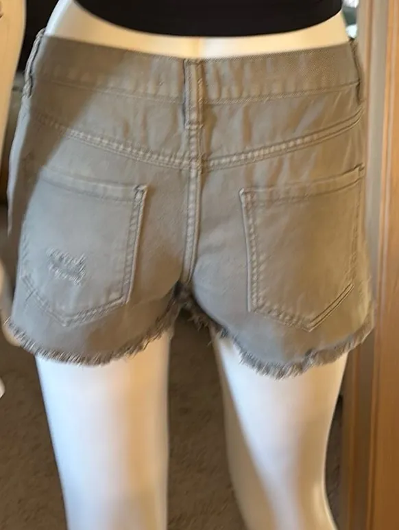 Free People Army Green Denim Shorts  - Image 3