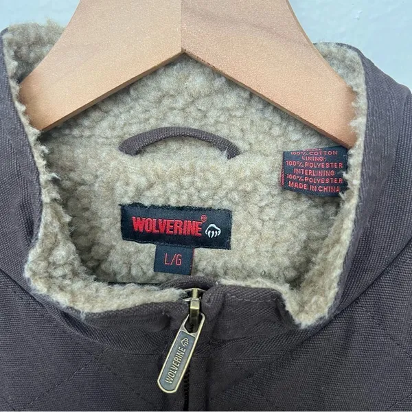 Wolverine Espresso Belmont Quilted Canvas Sherpa Lined Vest Women Size Large - Image 2