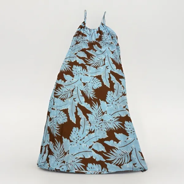 MINKPINK Dress Size Large Midi Tropical Spaghetti Strap Blue Brown - Image 2