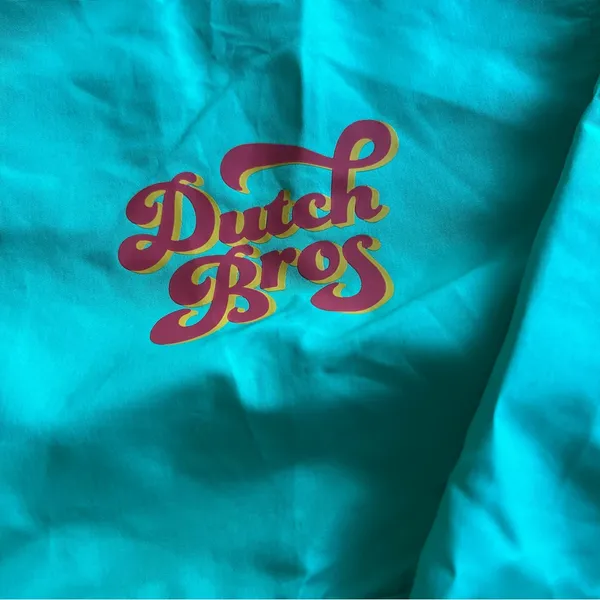 Dutch Bros Coffee Windbreaker Pullover Jacket Medium Green/Yellow Blue - Image 2
