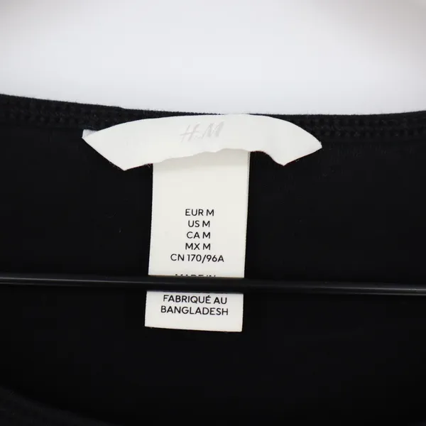 H&M Womens Black Long Sleeve Scoop Neck Cotton Stretch Basic Tee Shirt Size M - Image 3