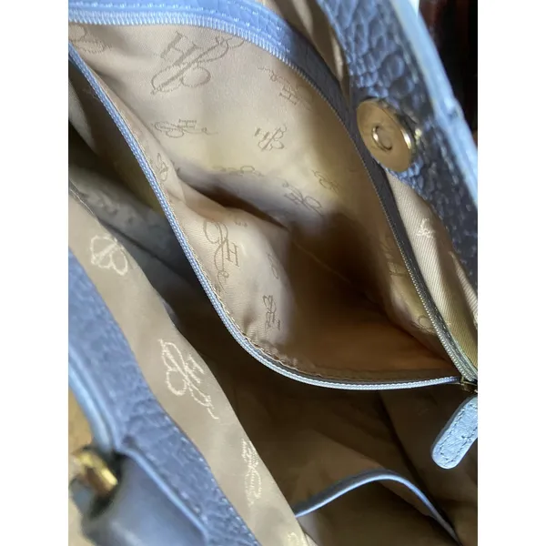 Cole Haan Village II Marcy Market Tote Bag Purse Pebbled Leather‎ Light Blue - Image 14