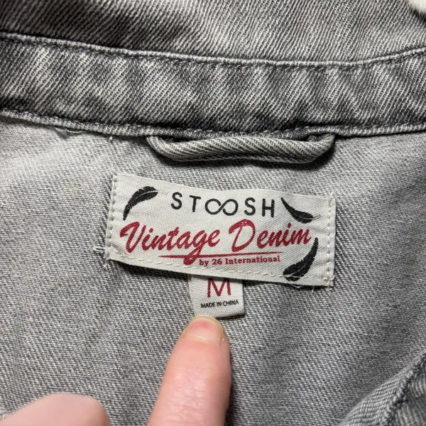 Stoosh‎ Vintage Denim Gray Wash Snap Front Shirt Womens M Oversized Grunge - Image 2