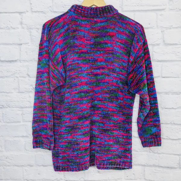 Vintage 80s Colorful Rainbow Knit Sweater - Image 3