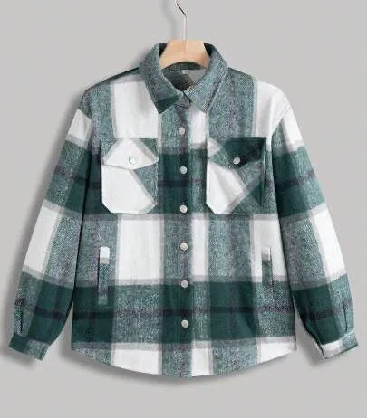 Plaid Flannel Shacket Green Size M - Image 6
