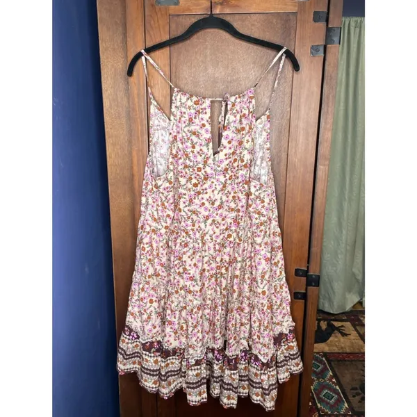 JAASE Womens Floral Babydoll Mini Dress Medium Pink Ruffle Boho Cottagecore New - Image 3