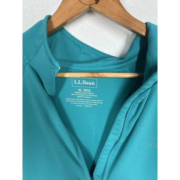 LL Bean Womens 1/2 Zip Pullover Top XL Regular Misses Long Sleeves Teal - Image 2