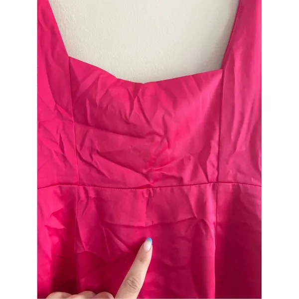 Lulus Truly the Cutest Hot Pink Satin Square Neck Mini Dress Size Small Cocktail - Image 11
