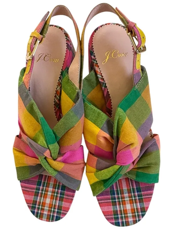 Like New J. Crew Twisted Knot Penny Sandals Plaid Size 5 - Image 2