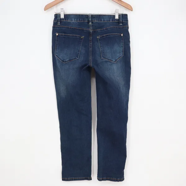 Kensie Jeans Women's 6/28 Dark Wash Cropped Straight Leg Stretch Denim Blue - Image 3