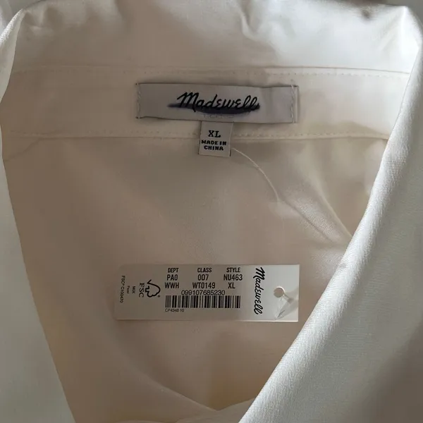 Madewell NEW 100% Silk Utility Pocket Button Up Shirt Women XL Cream Classic - Image 11
