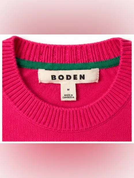 Boden Hot Pink Fuchsia Crewneck Sweater Medium Long Sleeve - Image 4