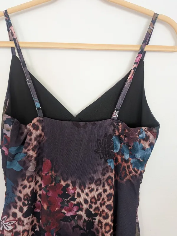 Floral & Animal Print Mesh Slip Dress Hem Ruffle Size S/M NWOT - Image 10