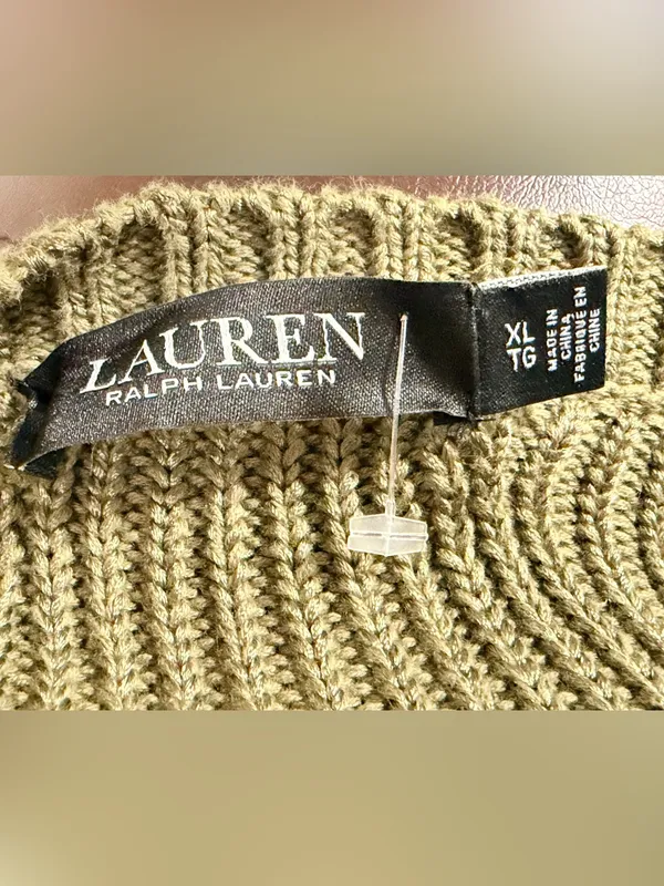 Lauren Ralph Lauren Cable-Knit Cotton-Blend Sweater size XL olive fern - Image 8