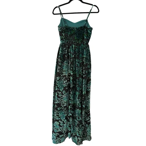 NWOT Lulus Green Black Minka Floral Burnout Velvet Maxi Dress Sweetheart Size XS - Image 4