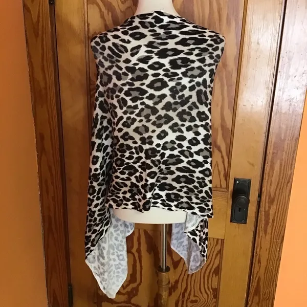 Chico’s Leopard Print Poncho Sweater | Button Front Asymmetrical Top - Image 8