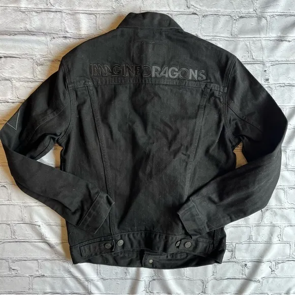 Levi’s Imagine Dragons Black Denim Womens Small Embroidered Jean Jacket . - Image 2