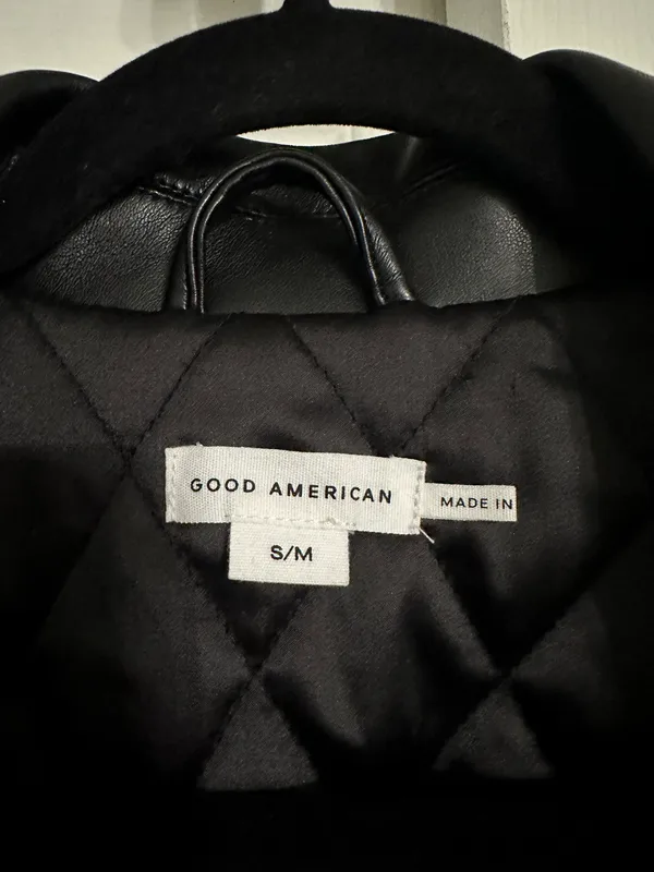 Good American Faux Cropped Leather Jacket - Image 2