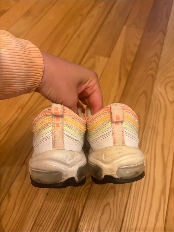 Nike Air Max 97 Essential Sneakers in White Melon Mint Volt Colorway Size 7.5 - Image 6