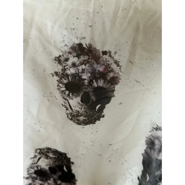 Hot Topic floral skull sheer blouse grunge goth spooky Small Halloween - Image 5