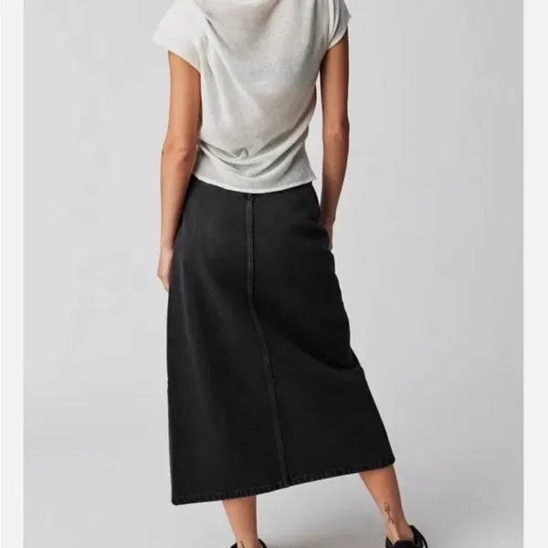 We The Free x Free People Madison Denim Midi Skirt In Black 29 - Image 2