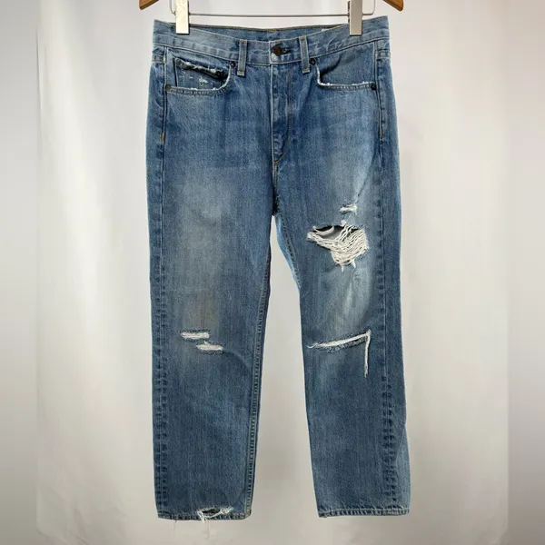 Rag‎ & Bone Distressed Boy Jean in Hel Blue Size 25 - Image 4